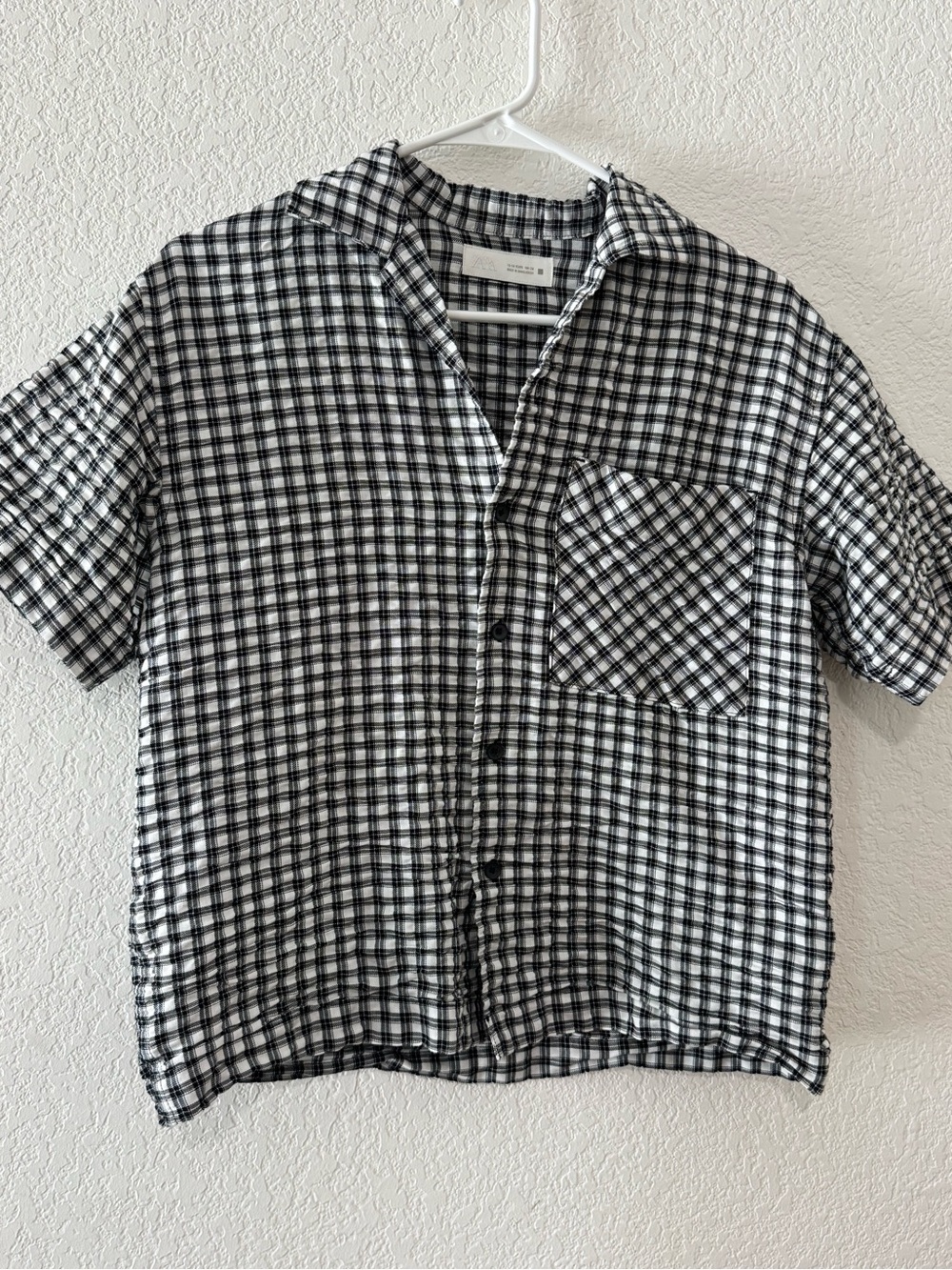 Zara boys checkered waffle style button down
